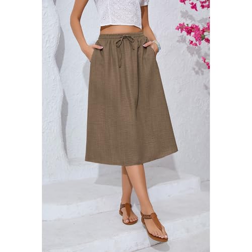 Image of Witsmile Women's Summer Pleated High Waisted Casual Flowy Skirt Pockets