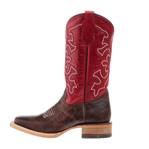 Corral Brown And red Square Toe Boots2