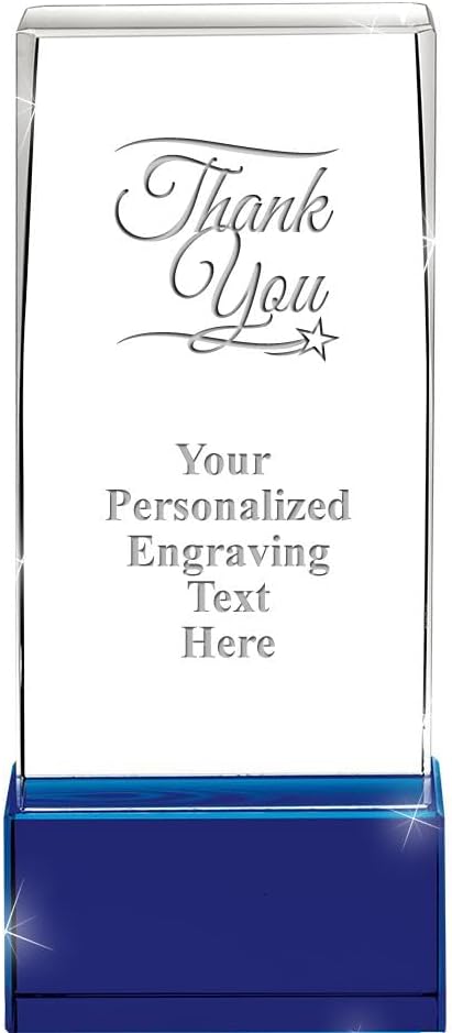 Crown Awards Customizable Crystal Award, 5.75" Engraved Sapphire Lux Crystal Award