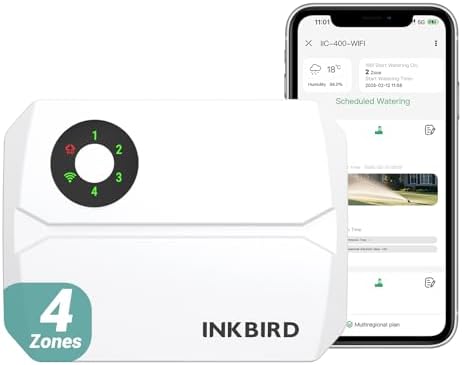 Inkbird IIC-400 Programador Riego Wifi 4 Zonas,Riego Automatico p...