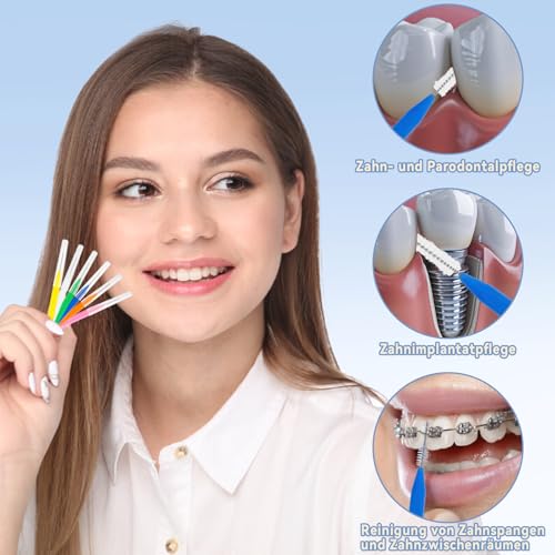 benlidoner 66 Stück Interdentalbürsten, Zahnzwischenraumbürsten in 6 Farben mit Etui, Wiederverwendbare und Flexible Zwischenraumbürsten, Dentalbürsten für die Reinigung der Zahnreinigung Zwischenräum