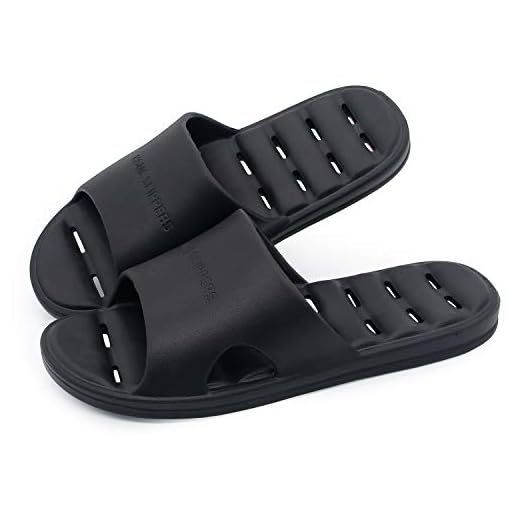 Shower Slipper, Quick Drying Non-Slip Slippers, Bathroom House and Pool Sandals, in-Door Slipper for Gym, Soft Sole (L 8-9 US Men / 8-9 US Women, Black)