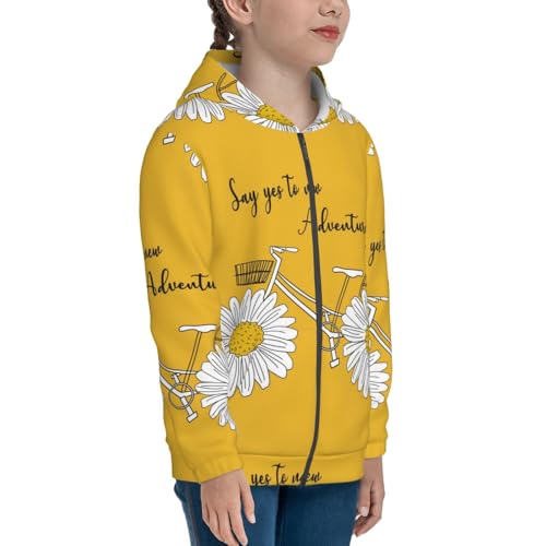 Daisy With Bicycle Kids Pullover Hoodies Boys Zip Up Sweatshirts Girls Athletic Clothes with Pocket4
