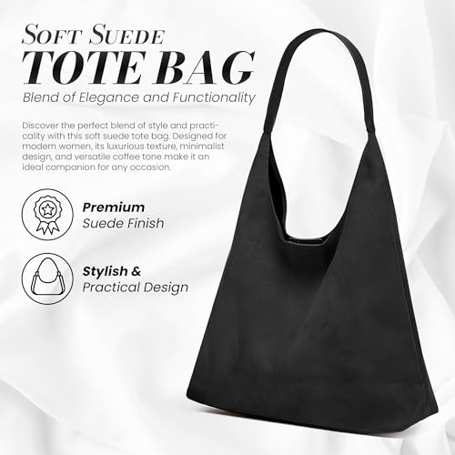 Image of Suede Hobo Tote Bag for Women - Stylish Slouchy Handbag, Leather Work Bag, Women's Handbags, Hobo Tote Bag for Travel&Office