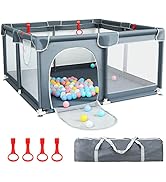 QZMTOY Baby Playpen, 47.2”x47.2”Large Playard for Babies and Toddlers, Kids Play Pen with 4pcs Pu...