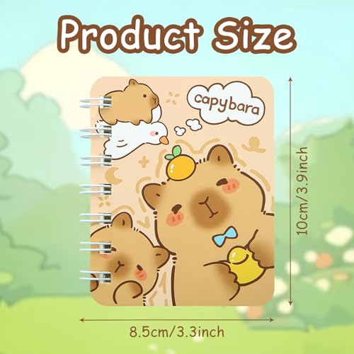 4 Packs Capybara Mini Spiral Notebooks, A7 3.2" x 4.1" Cute Waterproof Pocket Notepads Journal Memo Pads for Birthday Party Favors Birthday Gifts Stocking Stuffers School Kids Students Rewards