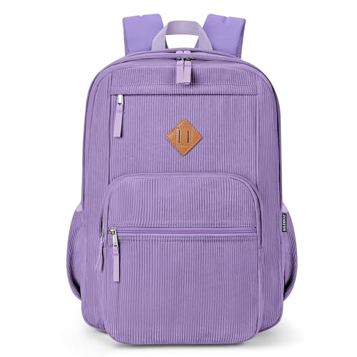 Image of ZORFIN 26L Backpack for College, and Travel: Corduroy Bookbag - Deep Purple