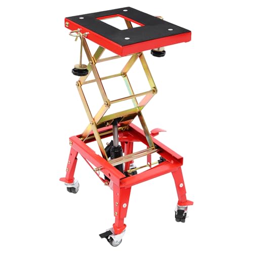 OMGGYER Ponte sollevatore per moto regolabile in altezza, tavolo sollevatore idraulico a forbice - ponte sollevatore mobile per la manutenzione della moto - carico massimo: 160 kg