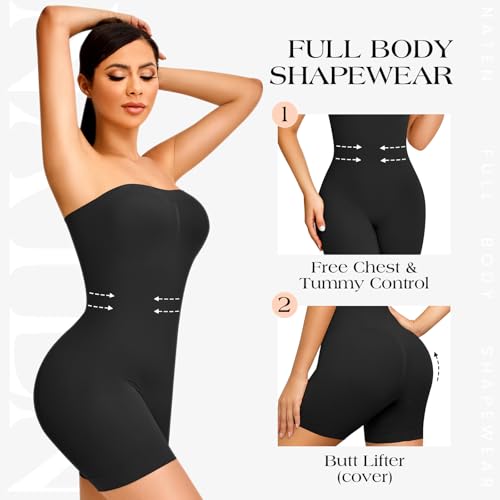 Image of Strapless Shapewear for Women Tummy Control Seamless Jumpsuit Shapewear | Bodysuit Butt Lifter Thigh Slimmer Body Shaper Seamless Under Dresses