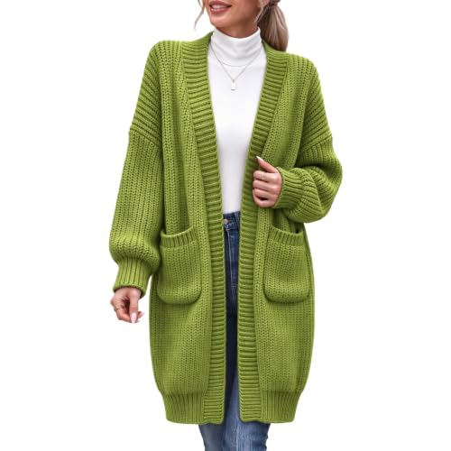 Strickpullover Damen,Strickjacke Damen Lang Elegant Strickmantel Cardigan