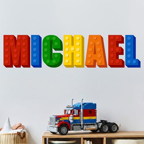 Vinilo decorativo para pared con letras tipo bloques para dormitorio