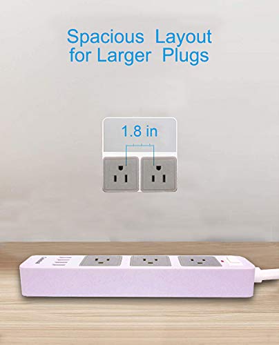 2 Prong Power Strip With Usb, 2 Prong To 3 Prong Outlet Adapter With 4 Usb Ports 6.6Ft Extension Cord, 3 Ac Outlets Flat Plug Surge Protector For Smartphone Tablets Home, Office And Hotel, White #TOP6
