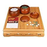 juego mesa estrategia Tazones Phoebe naturales: la mesa Go para 2 personas viene con dos tazones Go Piece de madera de castaño dorado para sus necesidades de almacenamiento de piezas.