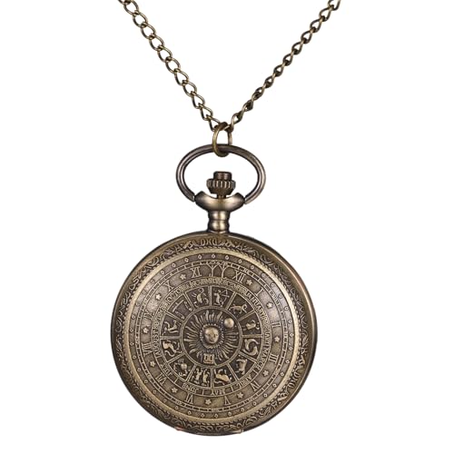 Imagen de OIDEA Relojes Bolsillo Analógico Unisex: Reloj de Bolsillo de Cuarzo para Hombre y Mujer Decoración Zodiac Escala de Números Arábigos Cadena de Cintura para Uso Diario Colecciones Regalo
