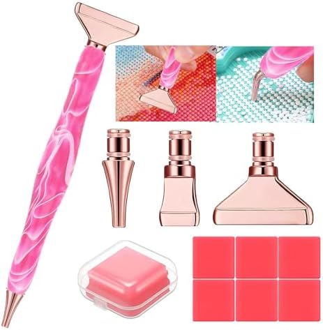 Heyseri Diamond Art Accessories, Diamond Painting Pen Accessories Tools Set, Stainless Steel Metal Pen Tips, Ergonomic Diamond Art Drill Pen and 6 Painting Glue Clay, Comfort Grip and Faster Drilling