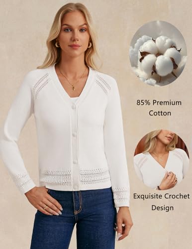 GRACE KARIN Women Cotton Cropped Cardigan Lightweight Long Sleeve Button Knit Sweaters Fall Outfits Fashion Clothes 20253
