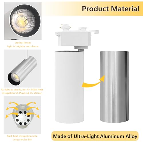 Yuemegou Super Brightness 3000K Warm Light Dimmable Brightness 25W 2000lm White H Type LED Track Lighting Kit System with 13 FT Track Rails, Ceiling Spotlight Fixture with Installation Package by Yuemegou - Image 3