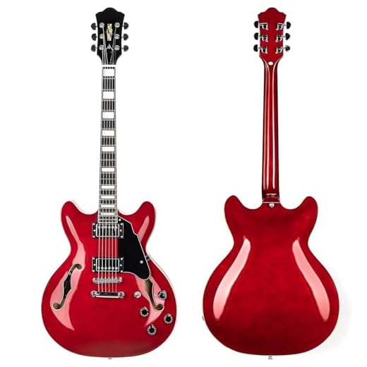 Guitarra Eléctrica De Escala Completa Cuerpo Semi Hueco Con Trastes De Acero Inoxidable(Red)