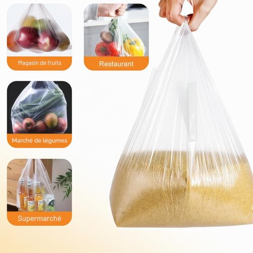 100pcs Gilet en Plastique Transparent 22x32cm / 8.7x12.6inch - Sacs Style Transporteur pour Alimentaire, Shopping, À Emporter, Marchandise, Épicerie et Supermarché – vue 3