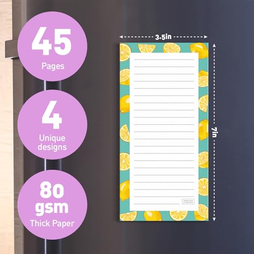 Image of Sweetzer & Orange S&O Magnetic sheets for Refrigerator 4 Pack - Fun Fruity planner notes for Fridge Sets - Magnetic registry journals for cooler, sticky Notepads for freezer - 3.5 inch x 7 inch, 45 Pages