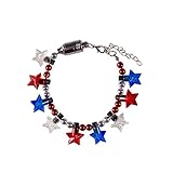 Windy City Novelties LED Light Up Red/White/Blue Patriotic Star Beaded Bracelet