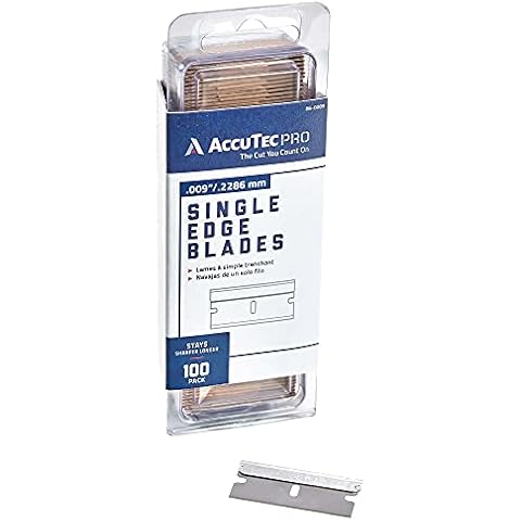AccuTec Pro Single Edge Aluminum Backed Razor Utility Blades - 100-Pack - .009" Made of High Carbon Steel for Extra Durability and Long Life - APBL-7000 Cover
