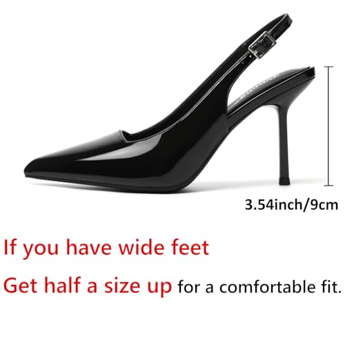 Image of RIBONGZ Sexy Slingback Pumps Elegant Dressy Heels for Women Closed Toe Pointy High Heels Wedding Bride Prom Party Evening Shoes