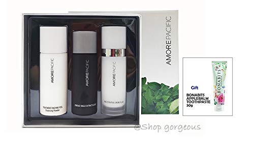 Amore Pacific The Essential Trial Collection- 3 Items with Special Gift (Treatment Enzyme Peel Cleansing Powder/Vintage Single Extract Essence/The Essential Cream Fluid)