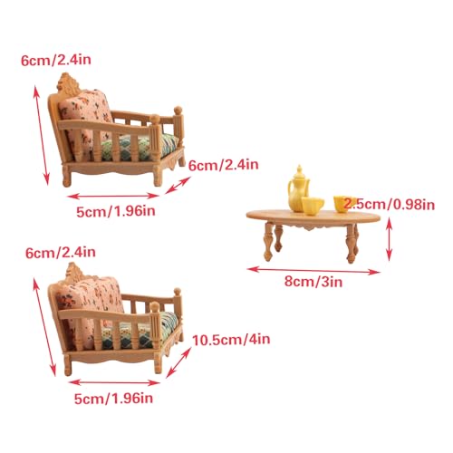 JoyHuaTrade Hamster Mini Sofa Toy, Small Animal Habitat Decor Guinea Pig Furniture Toys Hamster Cage Accessories Including Couch and Teatable Coffee Cups, Habitat Accessories for Rat Dwarf