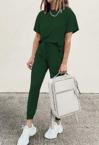 PRETTYGARDEN Women's Two Piece Sets 2025 Summer Spring Jogger Pants Travel Vacation Lounge Outfits Airplane Matching Clothes