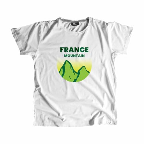 T-shirt France Mountain blanc unisexe en coton pour l'été