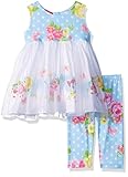 Kate Mack Baby Girls Garden Roses Tunic and Legging Set, Blue, 18M