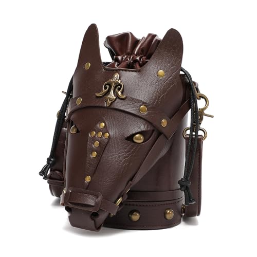 Sac à bandoulière médiéval classique vintage en cuir marron pour cosplay historique