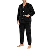 Mens Plush Warm Pajama Sets Soft Fluffy Long Fuzzy Sleepwear with Pockets Cozy Loungewear Pjs Set for Men