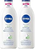 NIVEA Body Lotion Aloe & Pflege, Körpercreme mit Tiefenpflege Serum für 72h Feuchtigkeit, Körperlotion mit purem Hyaluron und Aloe Vera natürlichen Ursprungs(400 ml) (Packung mit 2)