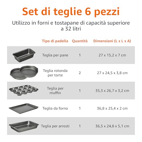 Amazon Basics Set da 6 teglie da forno antiaderenti - immagine 5