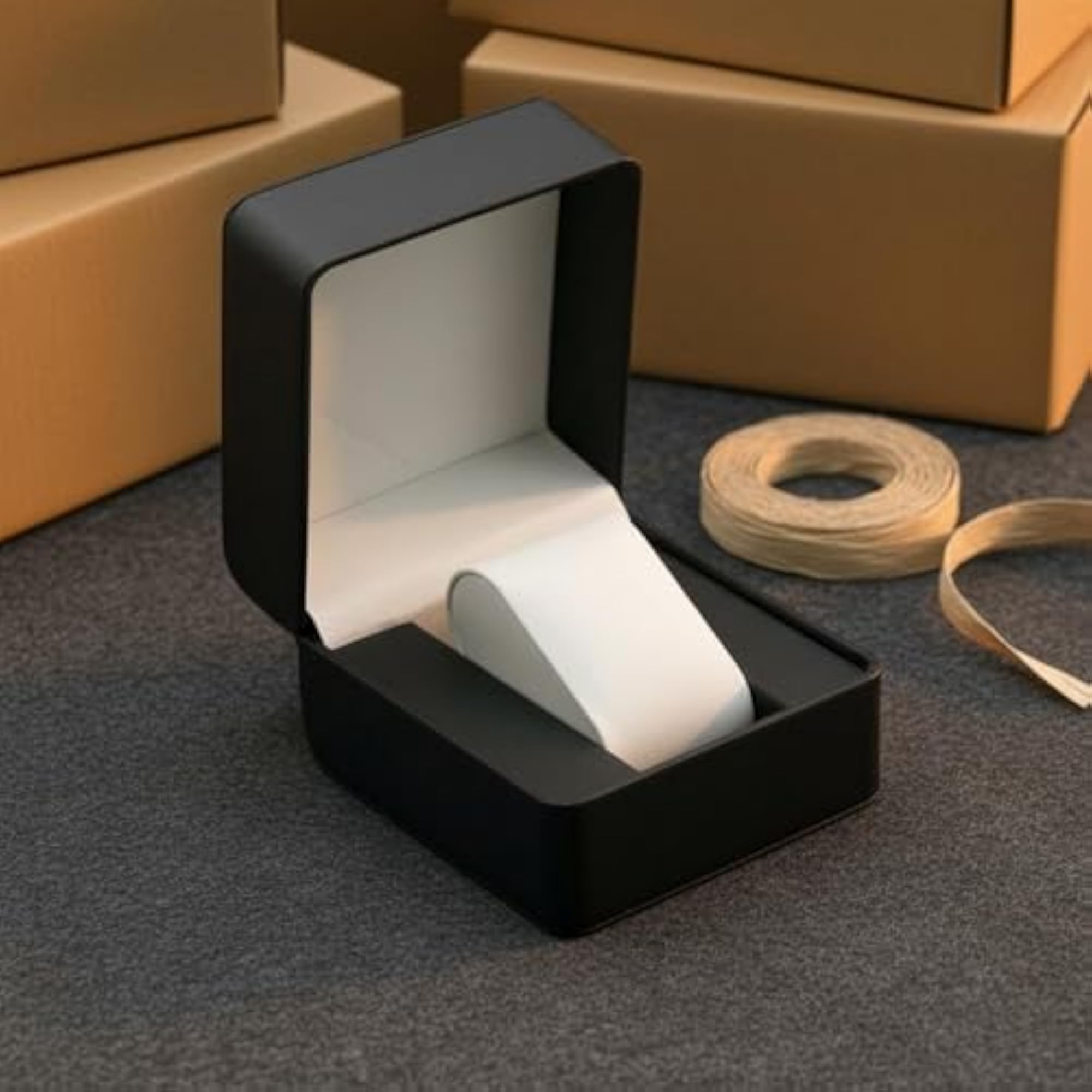 PU Leather Watch Box Matte Finish Hinged Lid Luxury Case
