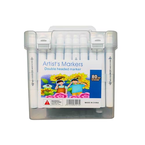 Image of JOUET Two Nib Marker Set, Double-Ended Markers with 1mm and 0.7mm Tips, 80 Vibrant Colors, Washable Ink, Triangular Barrel Design, Child-Safe and Non-Toxic, Ergonomic for Kids