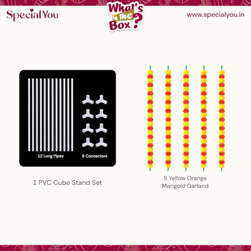 Image of SpecialYou White Cube Backdrop Stand for Decor, Ganpati Decoration Stand for Home, Decorations Stand for Backdrop for Pooja Room Decor Items, Ganapati Decoration Items for Home-6pcs