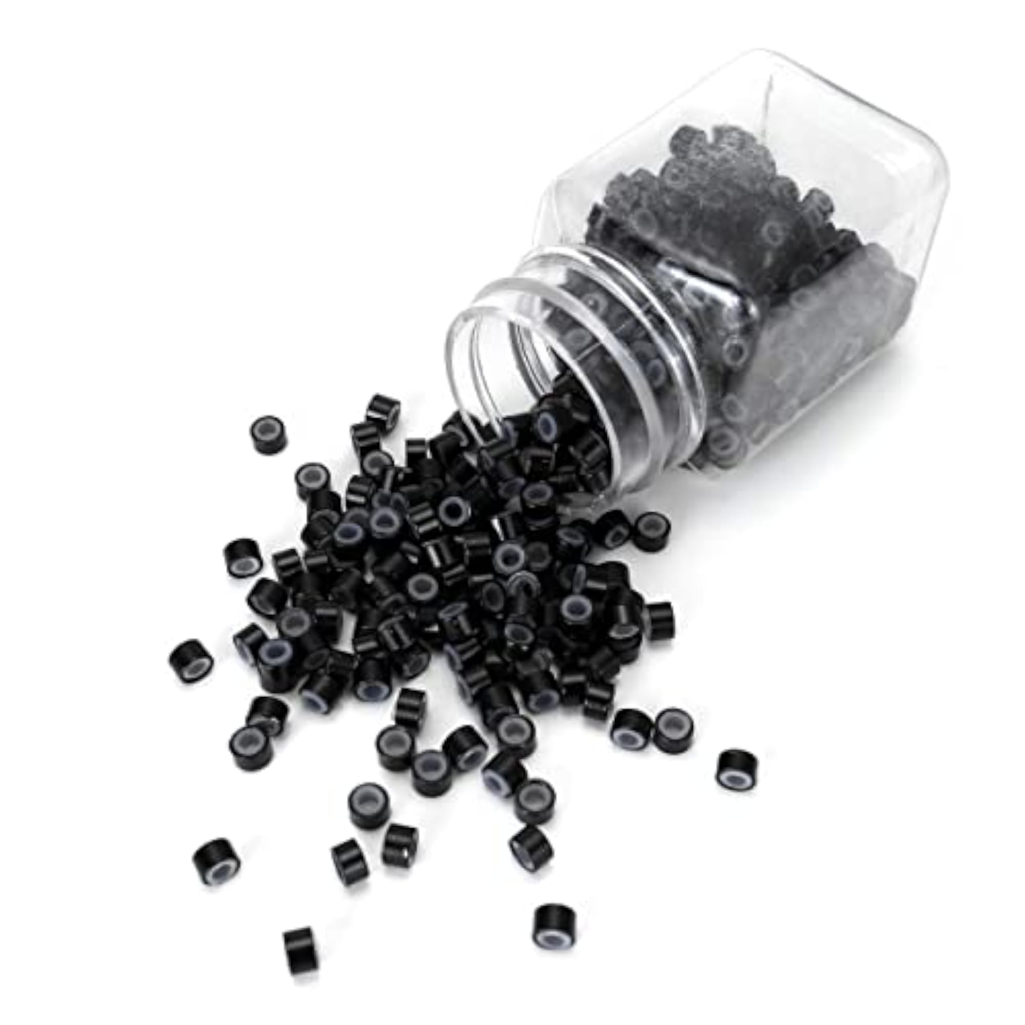 Professional Hair Extension Tool Pliers Hook Needle with 500 PCS Micro Silicone Rings Beads