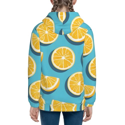 Lemon wedges Print Girls Athletic Zip Up Hoodies,Sweatshirts with Pockets Long Sleeve Hooded Jackets, for 7-18 Y4
