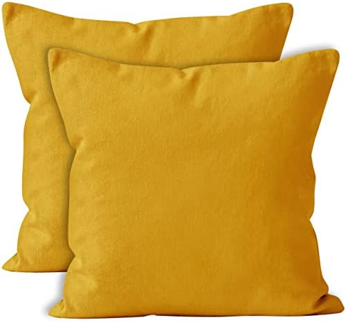 Encasa Cotton Throw Pillow Covers Set of 2 I 16x16 in (40x40 cm) - Grey I No Insert I Plain Square Pillowcases I Machine Washable | Indoor Use Only