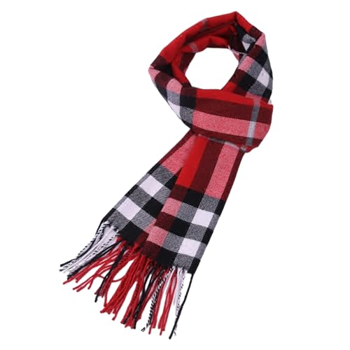 JTMKYO Red Scarf - Autumn & Winter Warm Shawl, Striped Tassel, Soft & Thick, Fashionable & Versatile