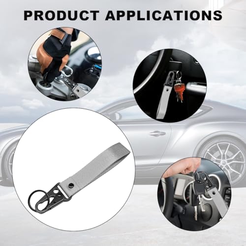 Image of Wevdn Car Key Chain, Fabric Metal Practical Multifunctional Motorcycle Keychain, Anti-Lost Keychain with O-Ring for Men Women (Gray)