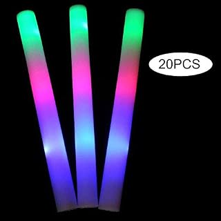 Lifbeier 20PCS Light up Foam Sticks,LED Foam Sticks Glow Batons with 3 Modes