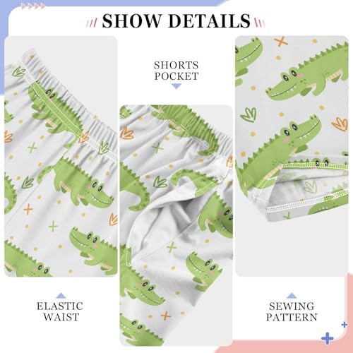 Lovely Gator Print Boys Long Pants Soft Trousers Elastic Waist Kids Lounge Bottoms with Pockets S-XL4