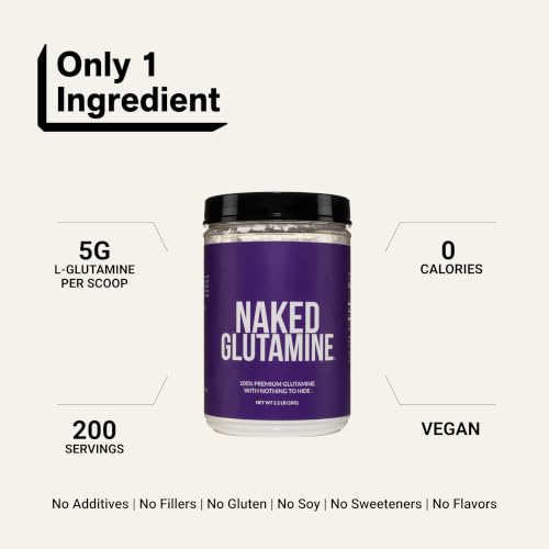 Image of Pure L-Glutamine Made in the USA - 200 Servings - 1,000g, 2.2lb Bulk, Vegan, Non-GMO, Gluten and Soy Free. Minimize Muscle Breakdown & Improve Protein Synthesis. No Additives