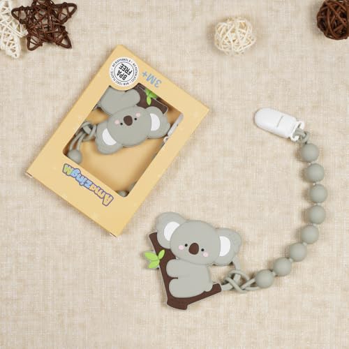 Image of Baby Koala Silicone Teether Toy with Pacifier Clip,BPA Free,0 Months+