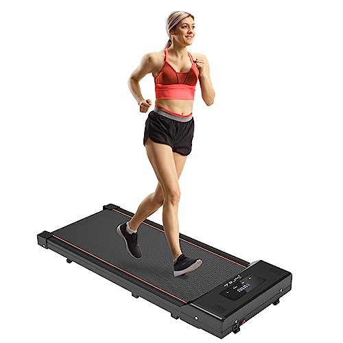 Under Desk Treadmill Walking Pad 2 in 1 Walkstation Jogging Running Portable Installation Free for Home Office Use, Slim Flat LED Display and Remote Control