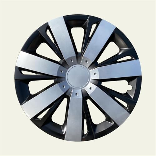 Yurefax 4er Set 15 Zoll Radkappen Felgendeckel Schwarz Hochglanz mit grauem Einsatz Radnabenabdeckung für Leichtmetallfelgen